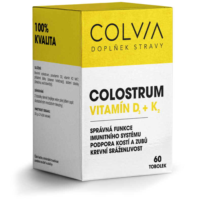 Colvia COLOSTRUM IgG40 + VITAMÍN D₃ + VITAMÍN K₂ 60 kapslí